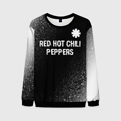 Свитшот мужской Red Hot Chili Peppers glitch на темном фоне посере, цвет: 3D-черный