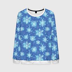 Свитшот мужской Pattern with bright snowflakes, цвет: 3D-белый