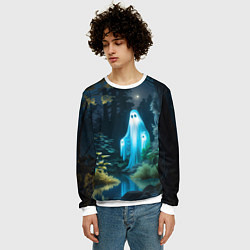 Свитшот мужской Призрак в лесу у воды, цвет: 3D-белый — фото 2