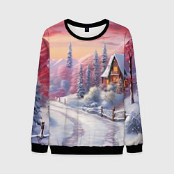 Свитшот мужской Волшебное сияние новогодних огней, цвет: 3D-черный