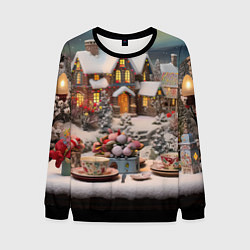 Мужской свитшот Объемные новогодние домики