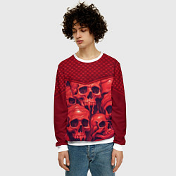 Свитшот мужской Расплавленные красные черепа, цвет: 3D-белый — фото 2