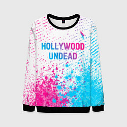 Свитшот мужской Hollywood Undead neon gradient style посередине, цвет: 3D-черный
