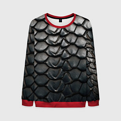 Свитшот мужской Текстура черного дракона, цвет: 3D-красный