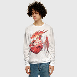 Свитшот мужской Красный дракон в свитере, цвет: 3D-белый — фото 2