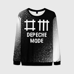 Мужской свитшот Depeche Mode glitch на темном фоне