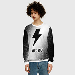 Свитшот мужской AC DC glitch на светлом фоне, цвет: 3D-белый — фото 2