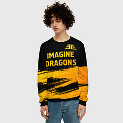 Свитшот мужской Imagine Dragons - gold gradient посередине, цвет: 3D-черный — фото 2