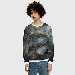 Свитшот мужской Темно-серый мрамор, цвет: 3D-белый — фото 2