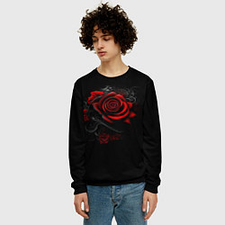 Свитшот мужской Алая роза, цвет: 3D-черный — фото 2