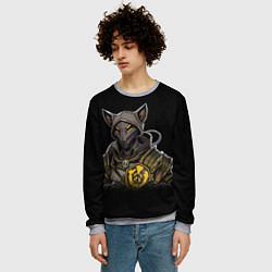 Свитшот мужской Киберпанк мышь жёлтая, цвет: 3D-меланж — фото 2