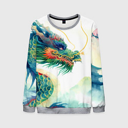 Мужской свитшот Japanese dragon - watercolor art