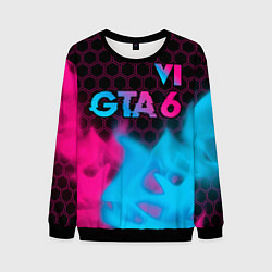 Мужской свитшот GTA 6 - neon gradient посередине