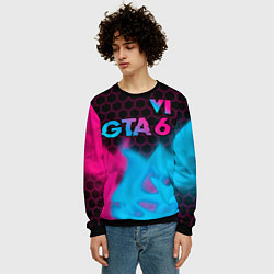 Свитшот мужской GTA 6 - neon gradient посередине, цвет: 3D-черный — фото 2
