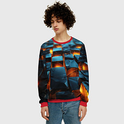 Свитшот мужской Темные плитки в лаве, цвет: 3D-красный — фото 2