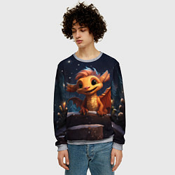 Свитшот мужской Кристаллический владыка дракон, цвет: 3D-меланж — фото 2