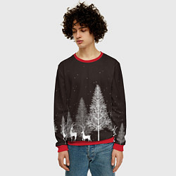 Свитшот мужской Олени в лесу, цвет: 3D-красный — фото 2