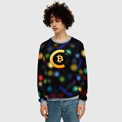 Свитшот мужской Bitcoin logo criptomoney, цвет: 3D-меланж — фото 2