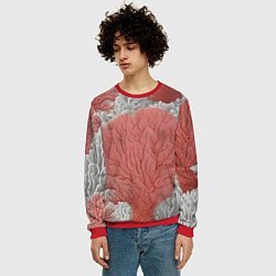 Свитшот мужской Красные и белые кораллы, цвет: 3D-красный — фото 2