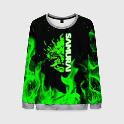 Свитшот мужской Samurai green fire toxic, цвет: 3D-меланж