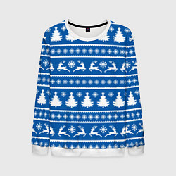 Мужской свитшот Синий свитер с новогодними оленями