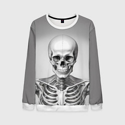 Свитшот мужской Скелет черно белый, цвет: 3D-белый