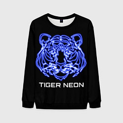 Свитшот мужской Tiger neon art, цвет: 3D-черный