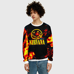 Свитшот мужской Nirvana rock огненное лого лава, цвет: 3D-белый — фото 2