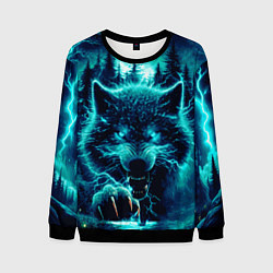 Свитшот мужской Грозовой волк - волчья стая, цвет: 3D-черный