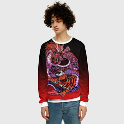 Свитшот мужской Дракон и тигр в год дракона, цвет: 3D-белый — фото 2