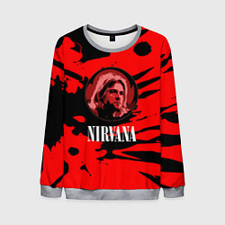 Свитшот мужской Nirvana красные краски рок бенд, цвет: 3D-меланж