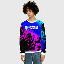 Свитшот мужской Rocket League neon game, цвет: 3D-белый — фото 2