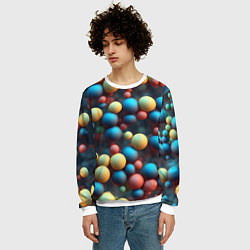 Свитшот мужской Разноцветные шарики молекул, цвет: 3D-белый — фото 2