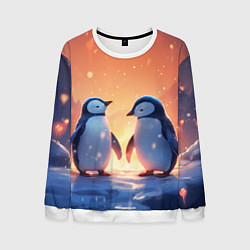 Свитшот мужской Романтичная пара пингвинов, цвет: 3D-белый