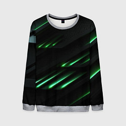 Свитшот мужской Спортивный черно-зеленый стиль, цвет: 3D-меланж