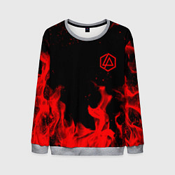 Свитшот мужской Linkin Park красный огонь лого, цвет: 3D-меланж