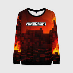 Свитшот мужской Minecraft огненные кубы, цвет: 3D-черный