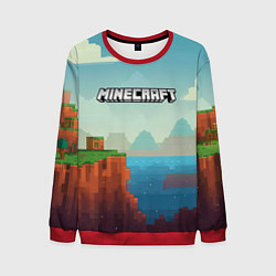 Свитшот мужской Minecraft logo квадратный мир, цвет: 3D-красный