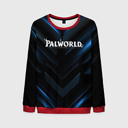 Мужской свитшот Palworld logo blue neon abstract black