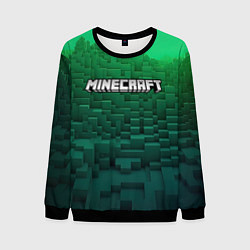 Свитшот мужской Minecraft logo green, цвет: 3D-черный