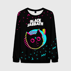 Свитшот мужской Black Sabbath - rock star cat, цвет: 3D-черный