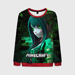 Свитшот мужской Minecraft девушка зеленые кубики, цвет: 3D-красный