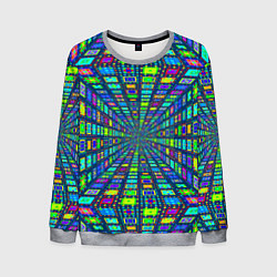 Свитшот мужской Абстрактный узор коридор из разноцветных квадратов, цвет: 3D-меланж