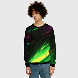 Свитшот мужской Geometry stripes кислотный неон, цвет: 3D-черный — фото 2