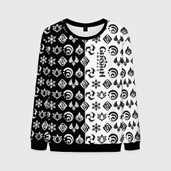 Свитшот мужской Genshin Impact - black and white, цвет: 3D-черный