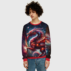 Свитшот мужской Красный космический дракон, цвет: 3D-красный — фото 2