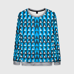 Свитшот мужской Узор из треугольников синий, цвет: 3D-меланж