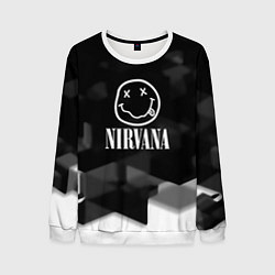 Свитшот мужской Nirvana текстура рок, цвет: 3D-белый