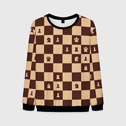 Свитшот мужской Коричневая шахматная доска, цвет: 3D-черный