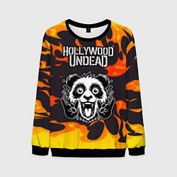Мужской свитшот Hollywood Undead рок панда и огонь